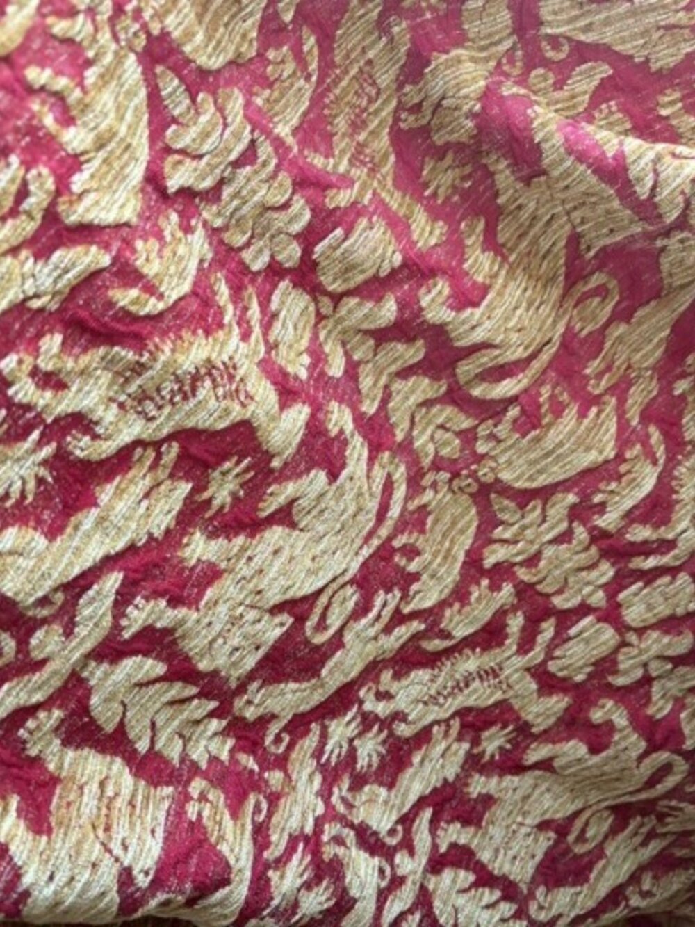 Beacon Hill Chenille Red and Gold luxury upholstry fabric